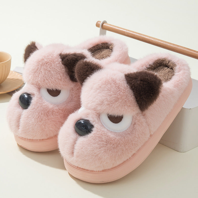 Warm and Cute Puppy Platform Non-Slip Cotton Slippers