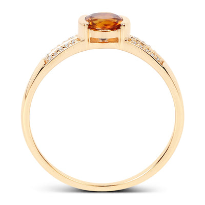 Bague de fiançailles en or jaune 14K avec citrine et diamant de 0,51 carat