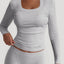 Square Neck Long Sleeve Top and Shorts Set