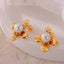 Synthetic Pearl Titanium Steel Flower Earrings - Korvel