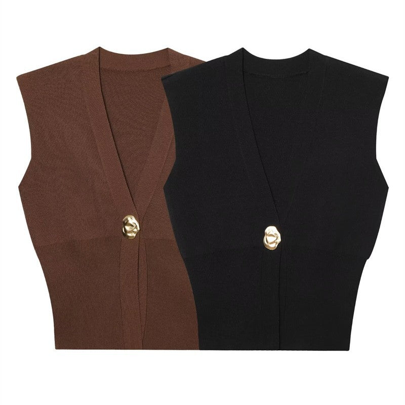 Elegant Casual Commuting Vest V-neck Tank Top for Women withDesign Sense - Korvel