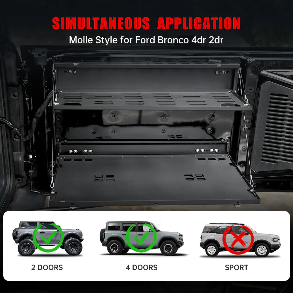 Tailgate Table & MOLLE Panel For Ford Bronco(2021-2024) - 2-Tier Camping Rack - Korvel