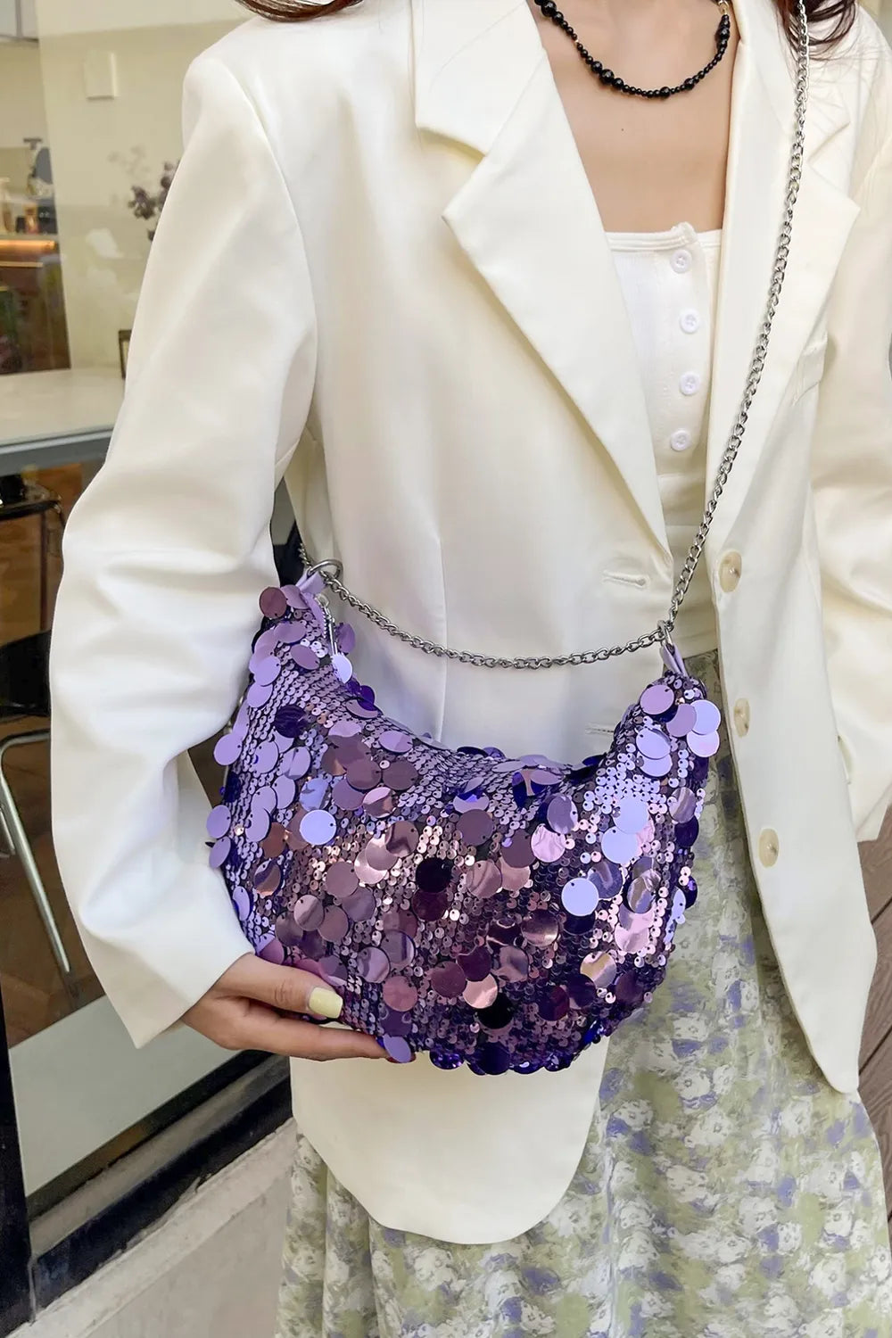 Sequin Chain Crossbody Bag - Korvel