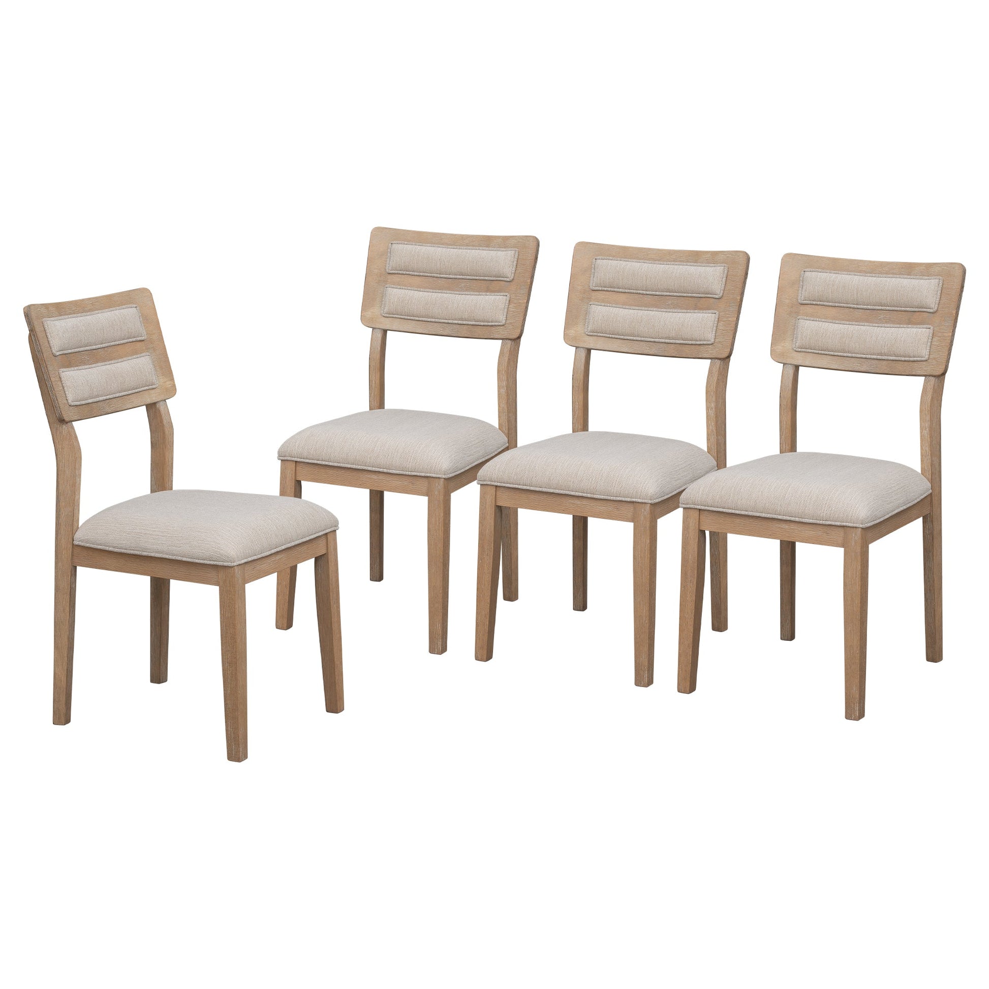 TREXM Classic and Traditional Style 6 - Piece Dining Set, Includes Dining Table, 4 Upholstered Chairs & Bench (Natural Wood Wash） - Korvel