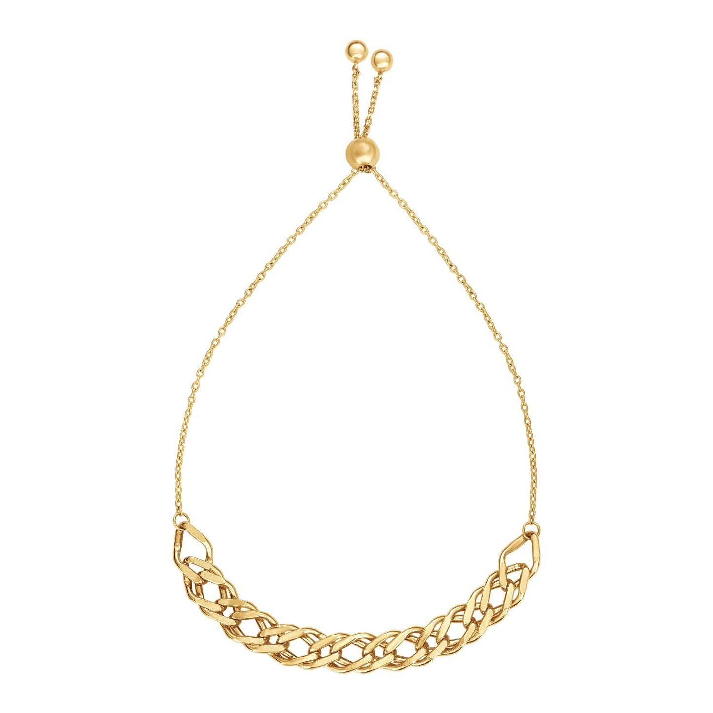 Pulsera de Cadena Ajustable de Oro Amarillo de 14k