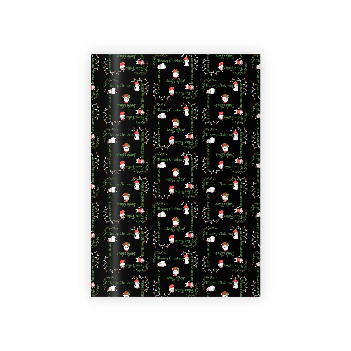 Rouleau de papier cadeau de Noël avec des jeux de mots sur les chats pour les célébrations des fêtes