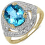 14K Yellow Gold Plated Swiss Blue Topaz Ring in Sterling Silver