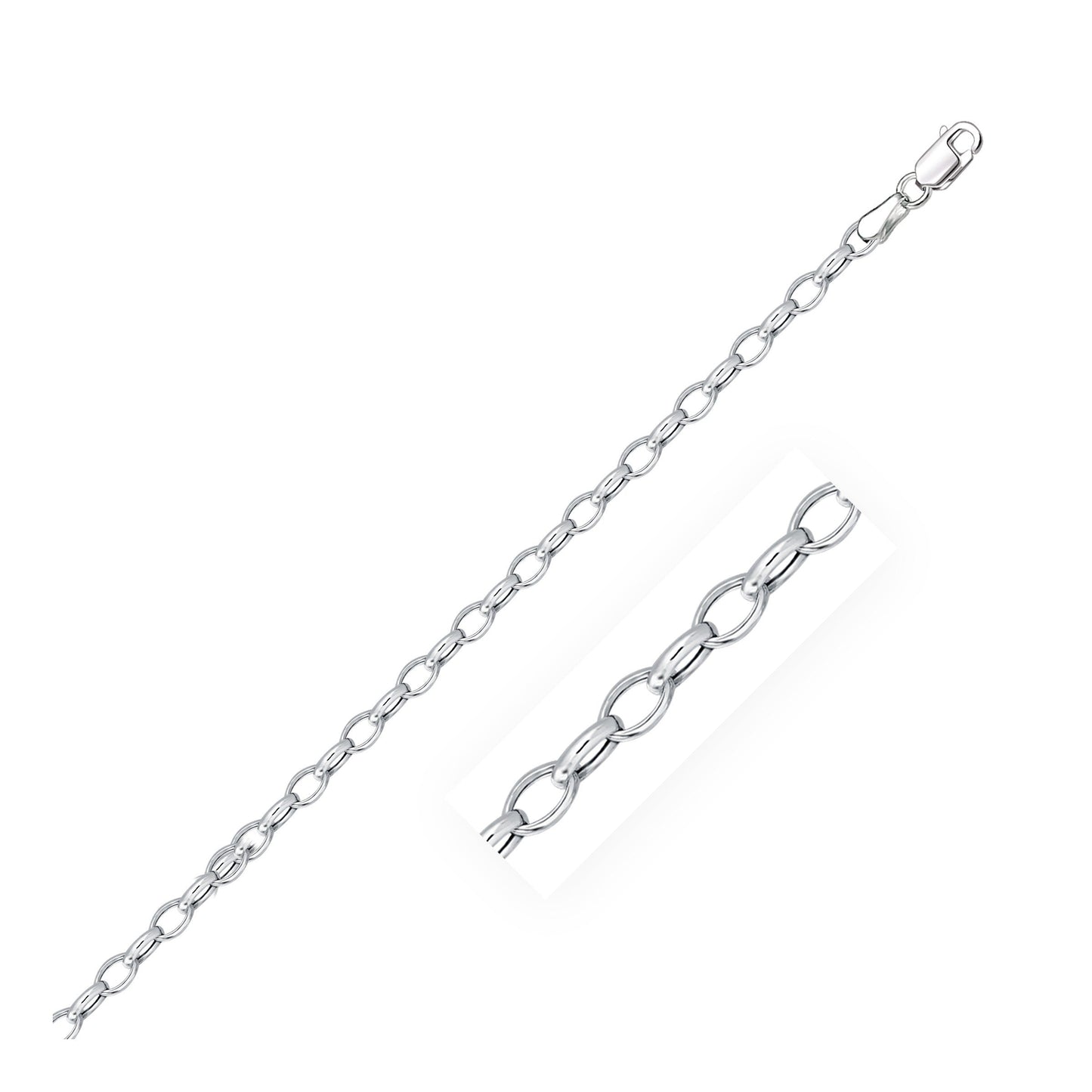 14k White Gold Oval Rolo Bracelet - 3.2mm
