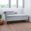 Chaise longue en velours gris avec rangement et coussin