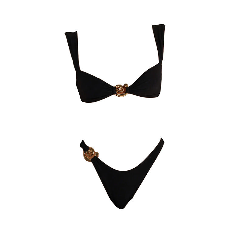 Elegant Metal Buckle Bikini Swimsuit for Women