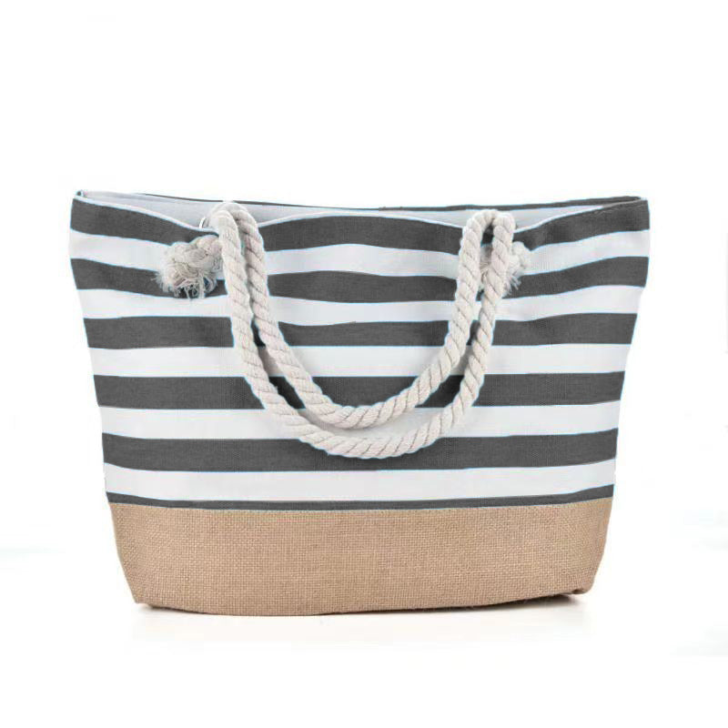 Stylish Striped Beach Bag for Women - Large Capacity