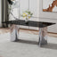 Modern minimalist dining table The black imitation marble glass desktop is equipped with silver metal legs - Korvel