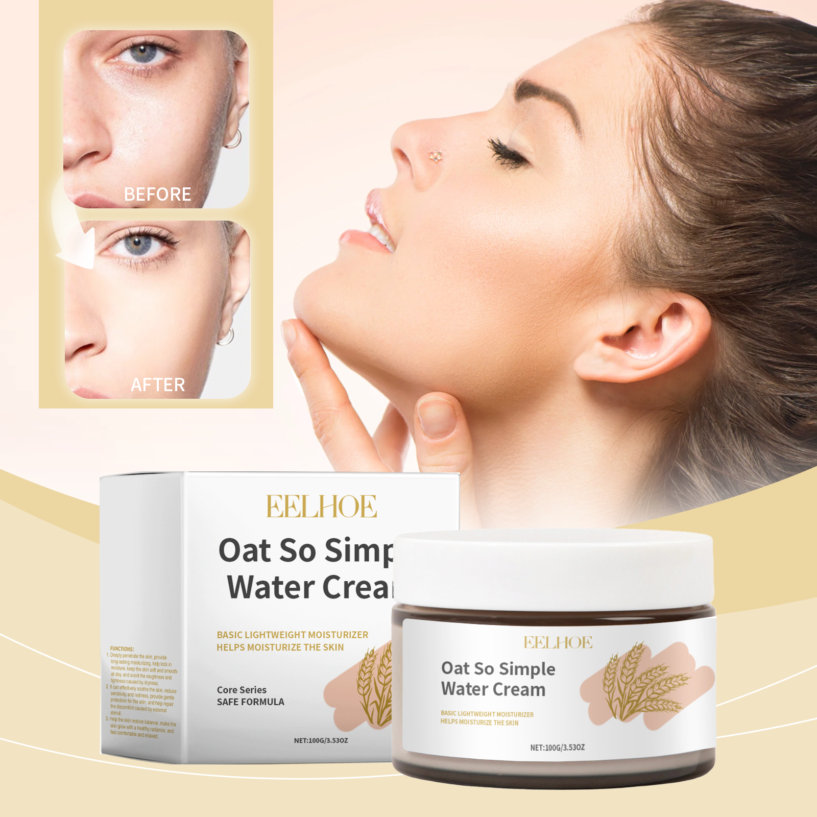 Oatmeal Moisturizer, Gently Hydrates And Moisturizes Facial Skin With A Radiant, Non-Greasy Skin Care Cream - Korvel