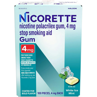 Nicorette Nicotine Gum, 4 Mg, White Ice Mint Flavor