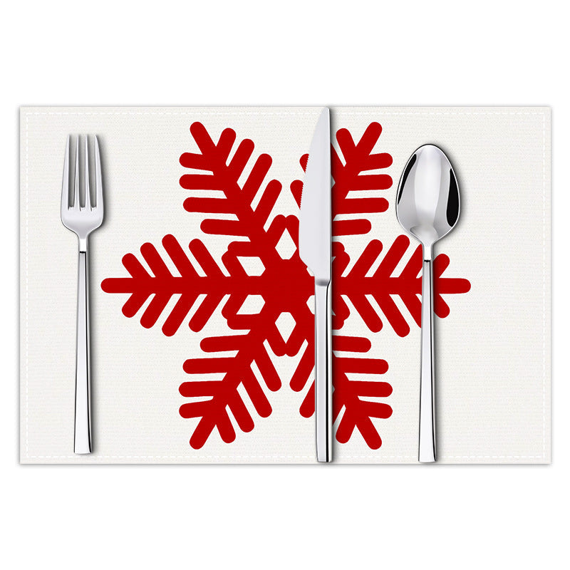 Christmas snowflake print placemat Christmas party decoration table mat living room dining table insulation mat - Korvel