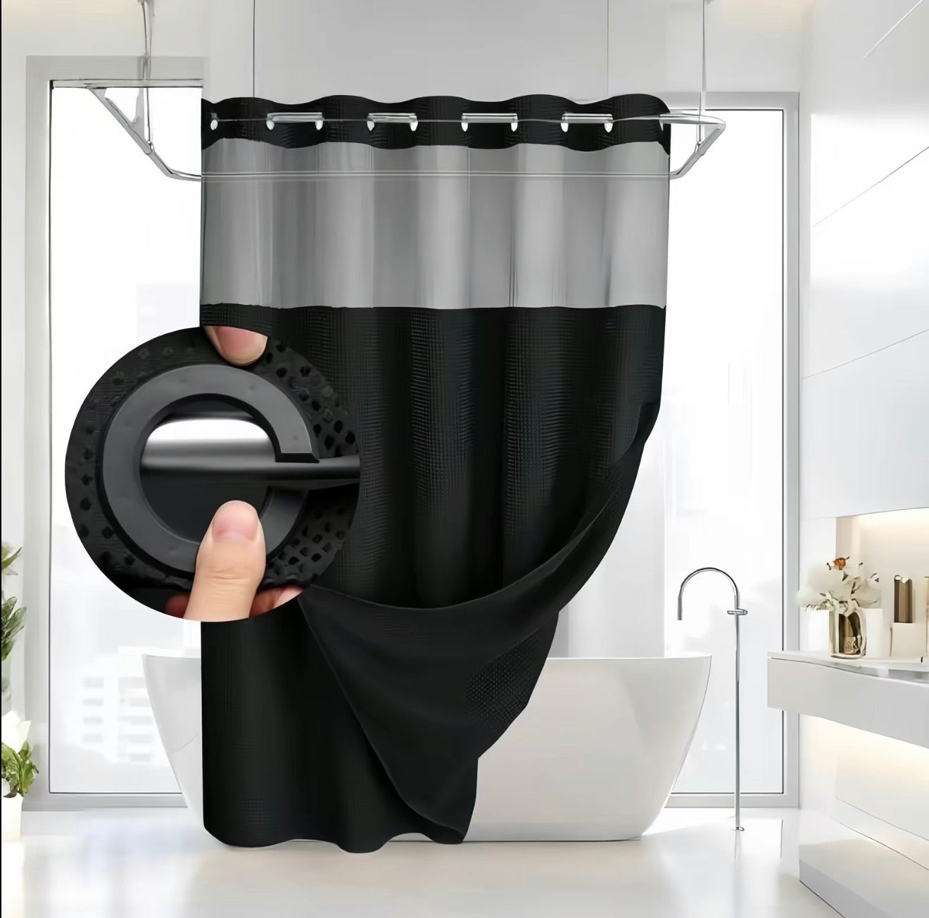 Rideau de douche à double couche SnapLiner