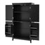 Elegant Black Bathroom Floor Storage Cabinet with Adjustable Shelves