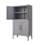 Grey metal kitchen storage cabinet, kitchen pantry storage cabinet with door and shelf, adjustable leveling feet - Korvel