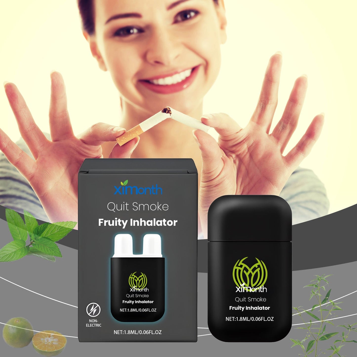 Smoking Cessation Suppressant Inhaler Vitality Energizing Essential Oil Inhaler Cooling Oil Double Hole Inhaler Aids Smoking Cessation Portable Smoking Control Care Inhaler - Korvel