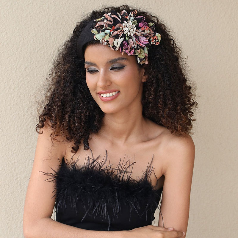 Exquisite Handmade Diamond-Inlaid Fabric Flower Headband