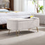 Ivory White Storage Ottoman Bench with Gold Legs