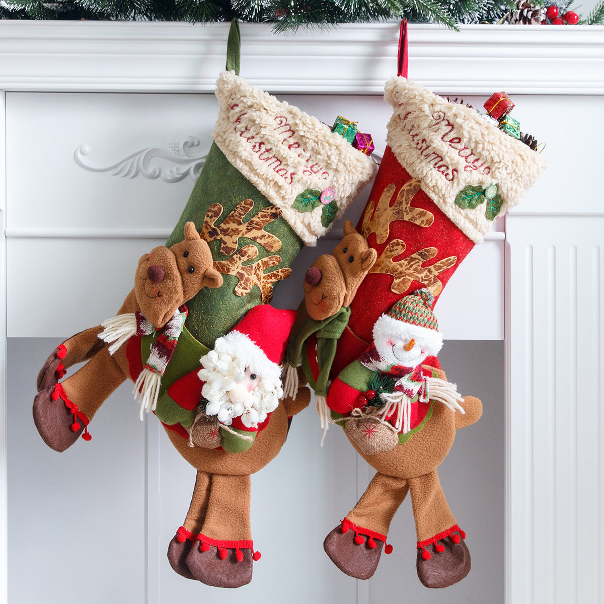 Santa Claus, snowman, deer riding socks, children's Christmas gifts, apple bags, jewelry, Christmas socks - Korvel