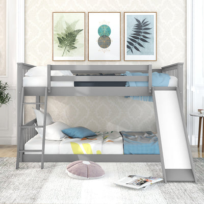Full over Full Bunk Bed with Convertible Slide and Ladder  Gray - Korvel