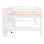 Full Size Low Loft Bed with Rolling Portable Desk, Drawers and Shelves, White - Korvel
