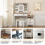 46.5-inch dressing table with adjustable LED lighting mirror and charging station, equipped with soft cushioned stool - Korvel