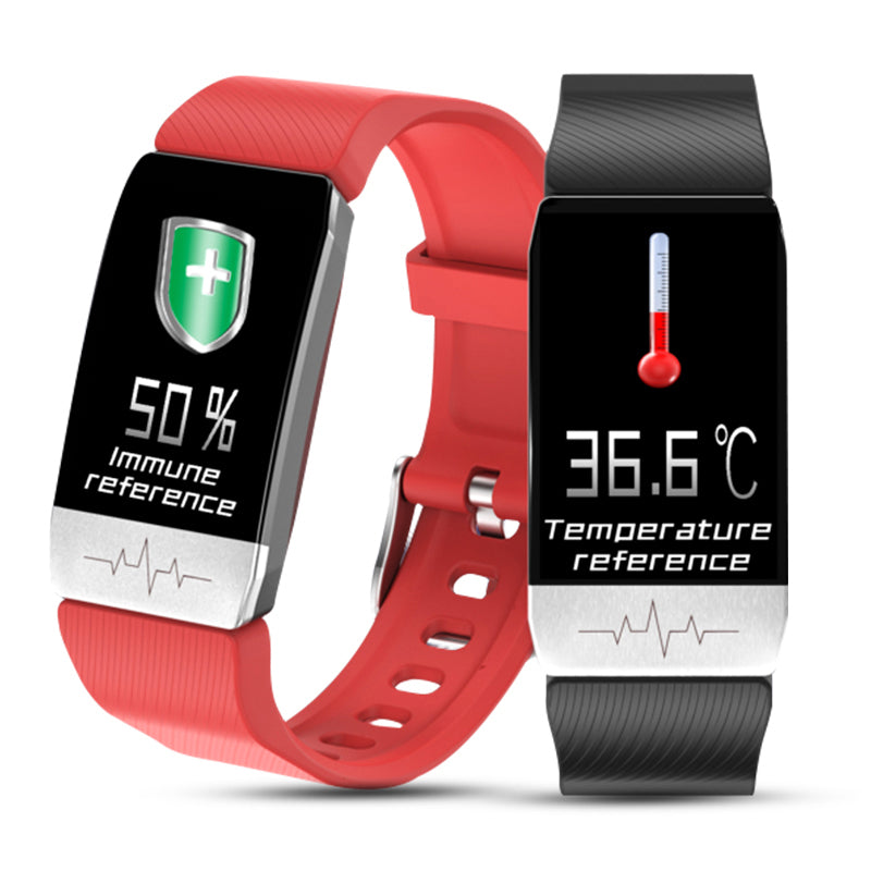 T1 Smart Watch Band With Temperature Immune Measure ECG Heart Rate Blood Pressure Monitor Weather Forecast Drinking Remind - Korvel