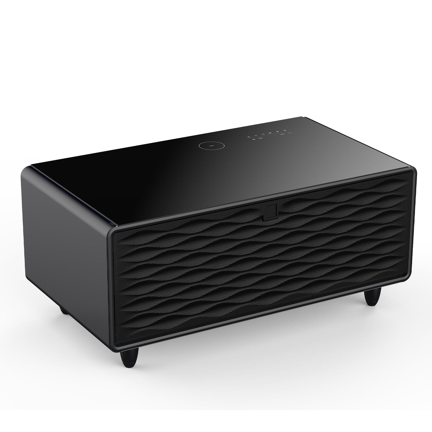 Modern Smart Coffee Table with Built-in Fridge, Bluetooth Speaker, Wireless Charging, Touch Control Panel, USB Interface Black - Korvel