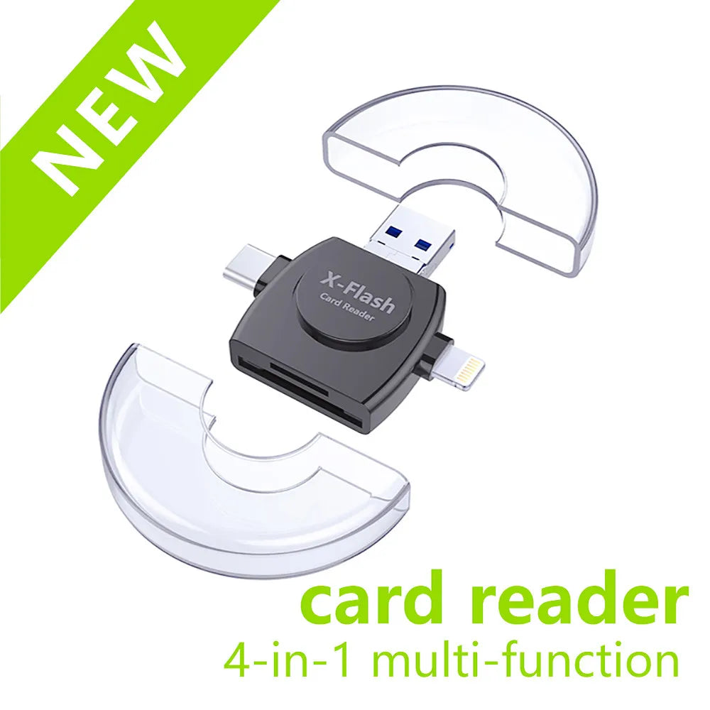 Lector de tarjetas móvil 4 en 1 para dispositivos Android y Apple