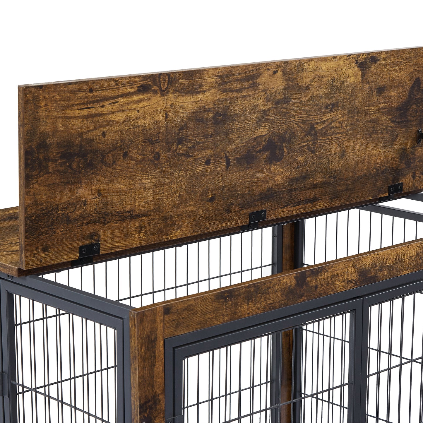 Jaula para Perros de Madera Marrón Rústica con Puertas Dobles