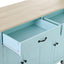 Mint Green Kitchen Island Cart with 4 Doors and Drawers