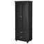Tall Storage Cabinet with Two Drawers for Bathroom/Office, Black - Korvel