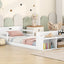 Twin Size Floor Bed with Storage Footboard and Guardrail, White - Korvel