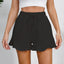 Women's cotton and linen shorts with ruffled edges and drawstring casual pants for women - Korvel