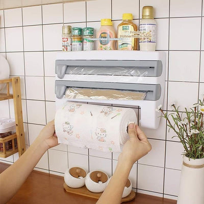 3-in-1 Wall Kitchen Roll Holder with Magnetic Suction Cup