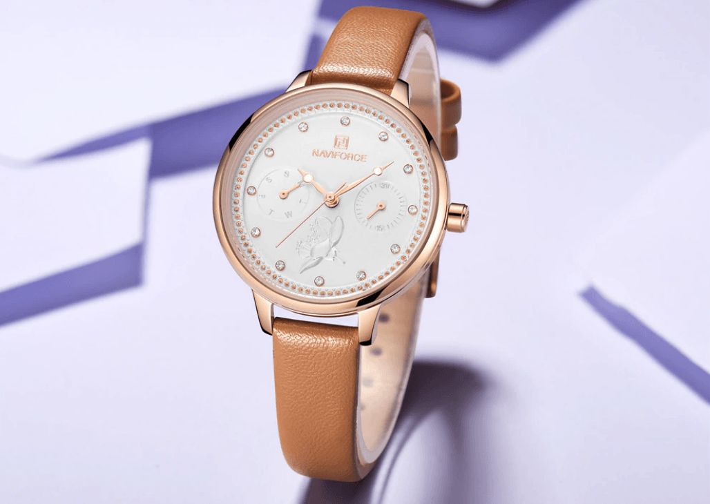 Montre de Luxe Élégante pour Femme avec Double Zircon et Chronomètre