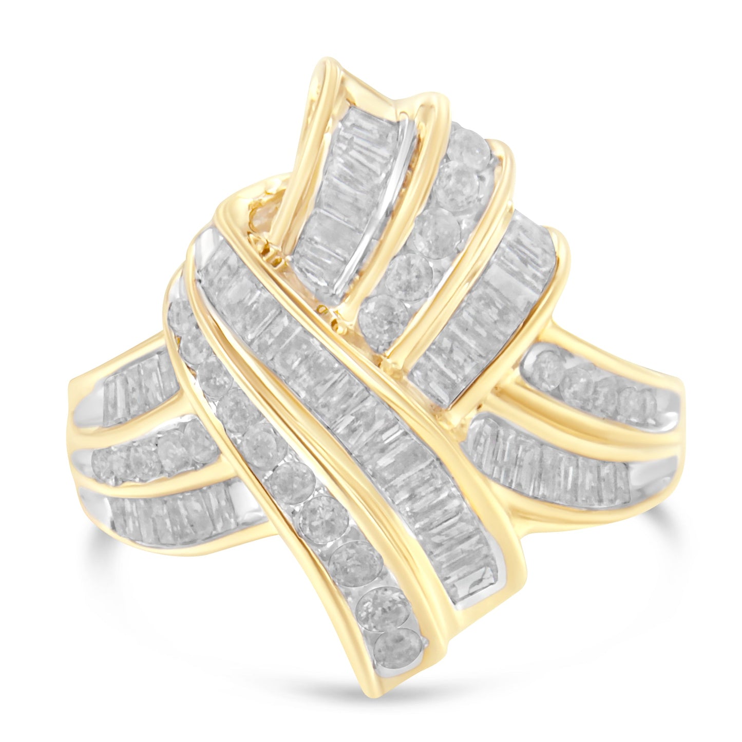 Anillo de cóctel de diamantes en oro amarillo de 10K - Talla 8