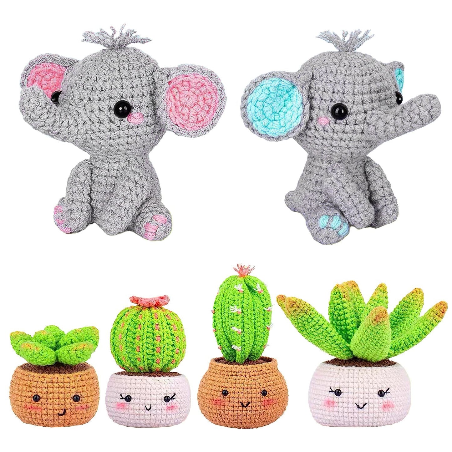 Elephant Crochet Kit for Beginners - DIY Knitting Supplies