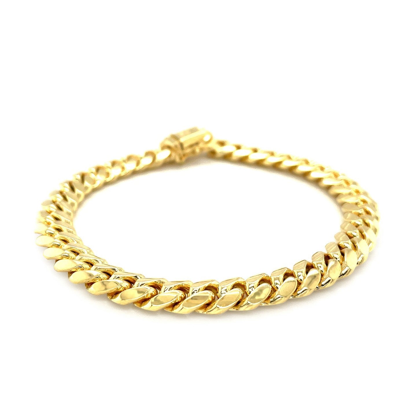 Pulsera Sólida Clásica Miami Cuban de Oro Amarillo de 14k - 8.25mm