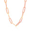 Collar de cadena de papel clip ancho de oro rosa de 14K