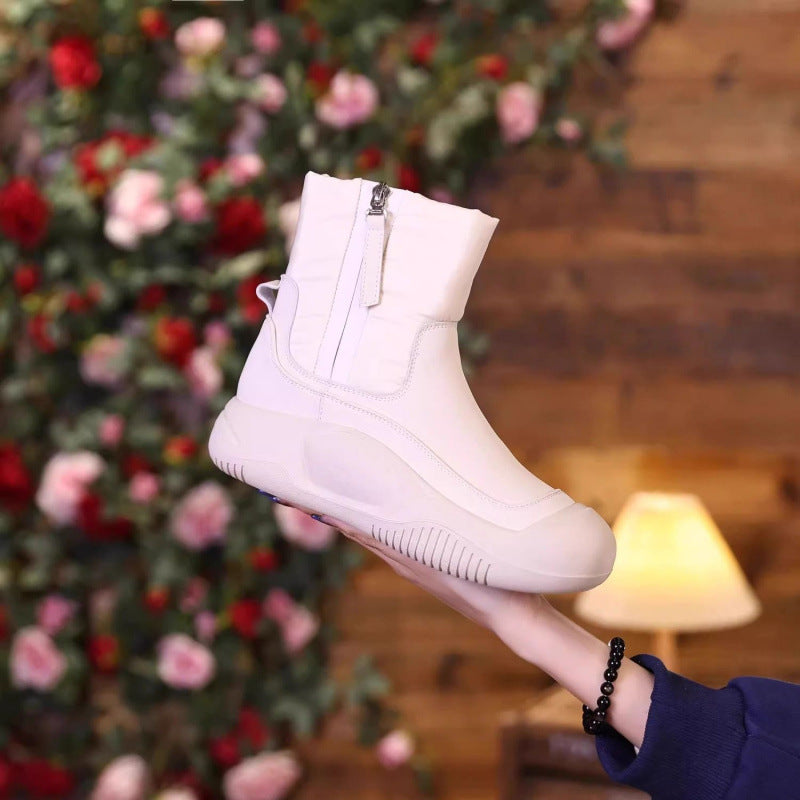 Bottes d'hiver en peluche avec fermeture éclair latérale pour femmes