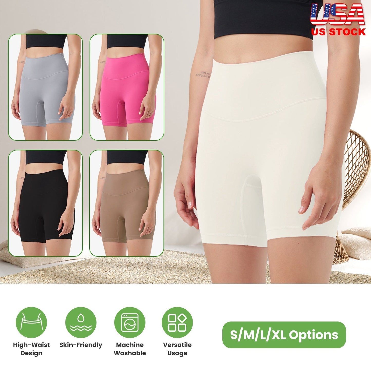 Women's High Waist Biker Shorts with Tummy Control