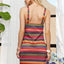 Vestido Mini de Cuello en V a Rayas Contrastantes - Esencial Elegante de Verano