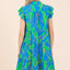Robe Mini à Manches Volantes Imprimée Feuilles d'Été
