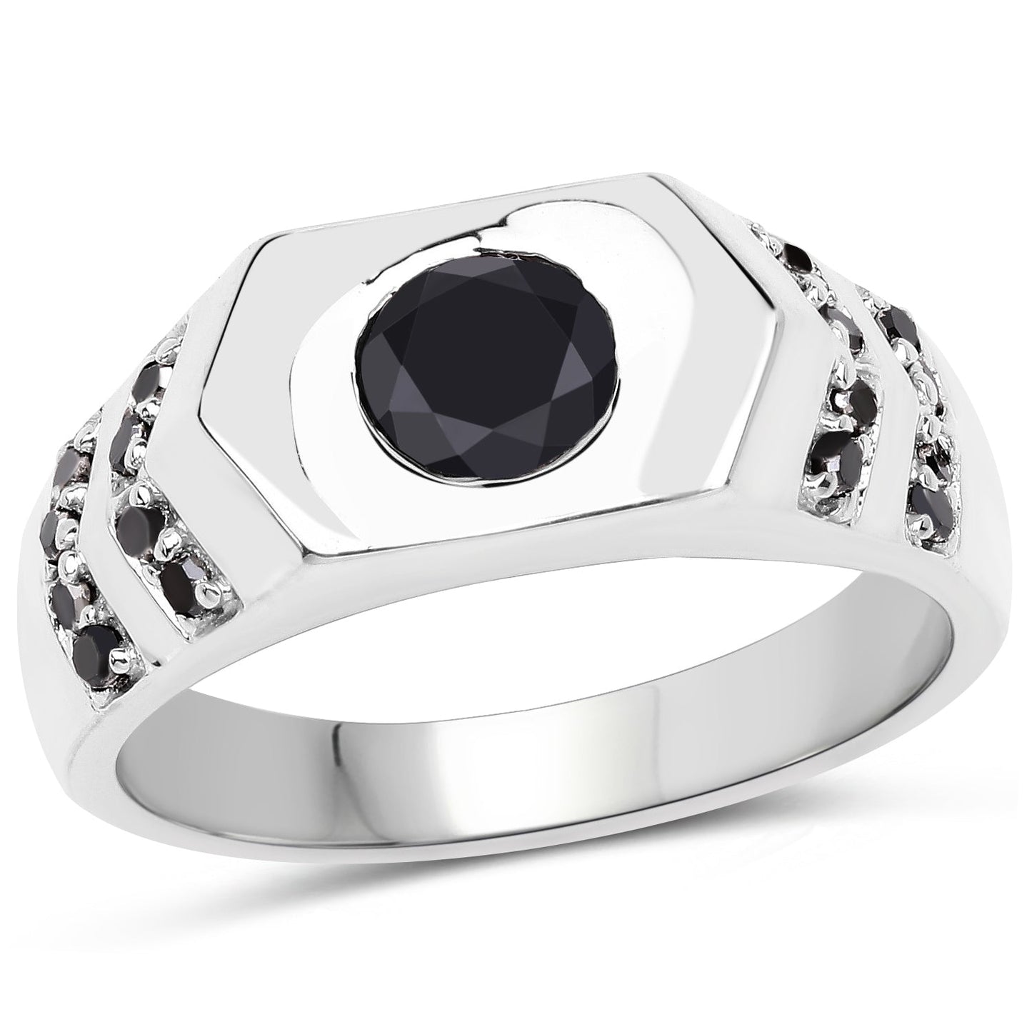 1.53 Carat Genuine Black Diamond Sterling Silver Engagement Ring