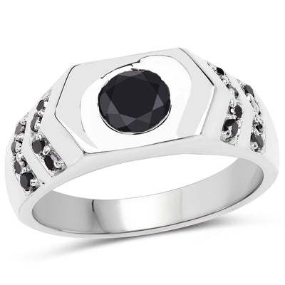 1.53 Carat Genuine Black Diamond Sterling Silver Engagement Ring