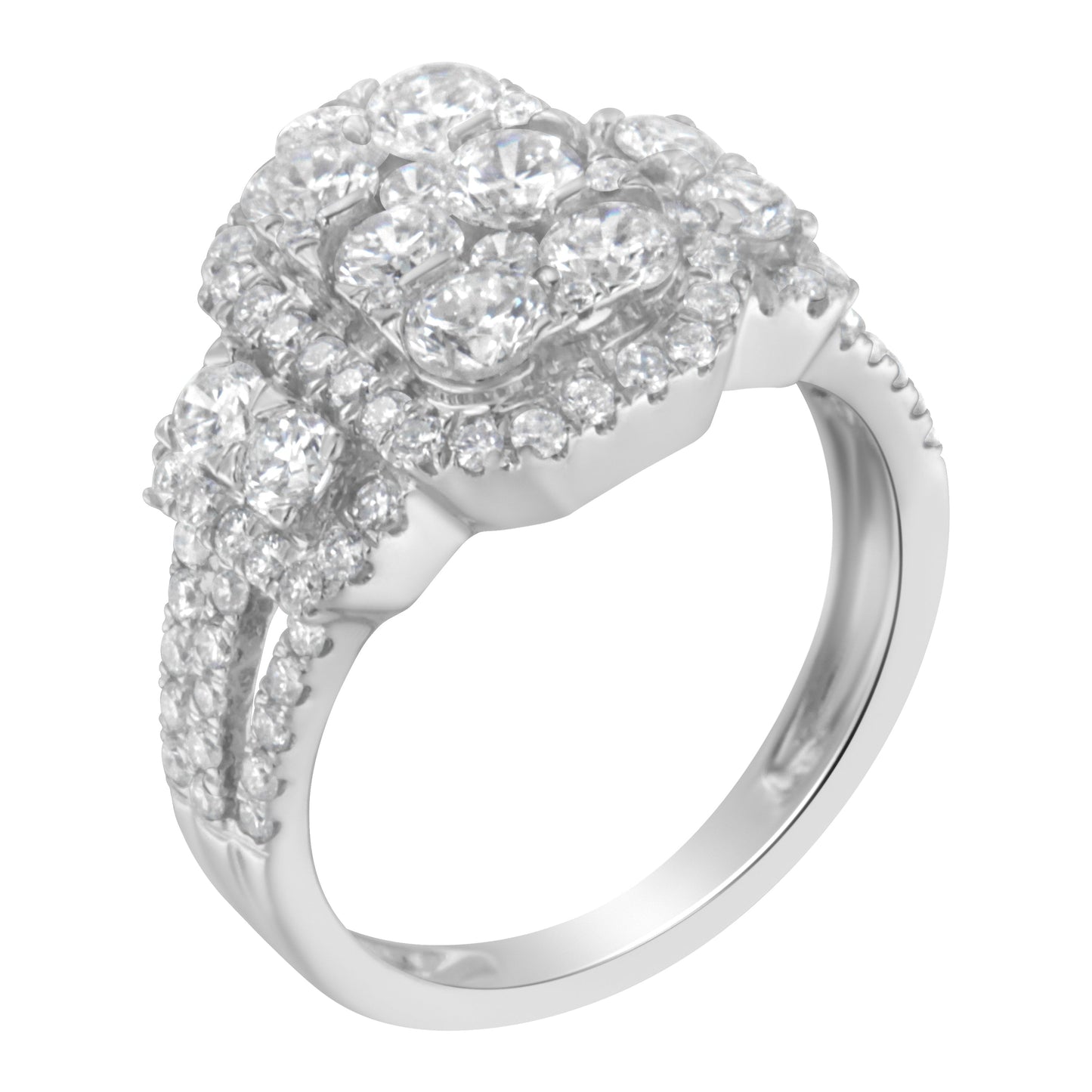 Bague cocktail en diamant en or blanc 14K - Taille 7